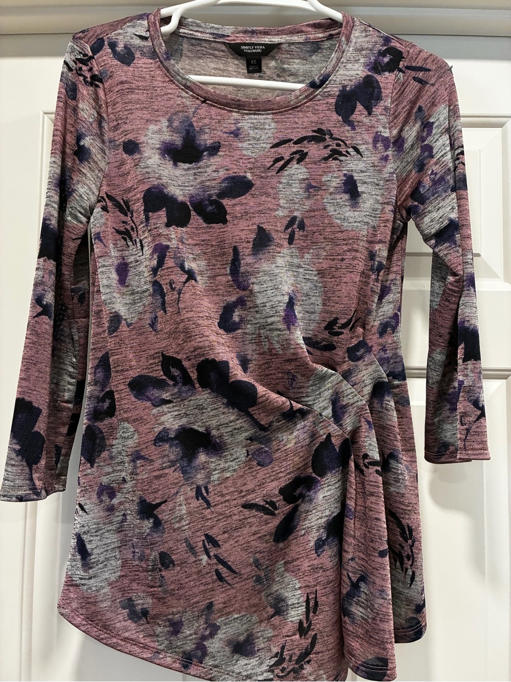 Simply Vera Pink Floral Knit Long-Sleeve Top